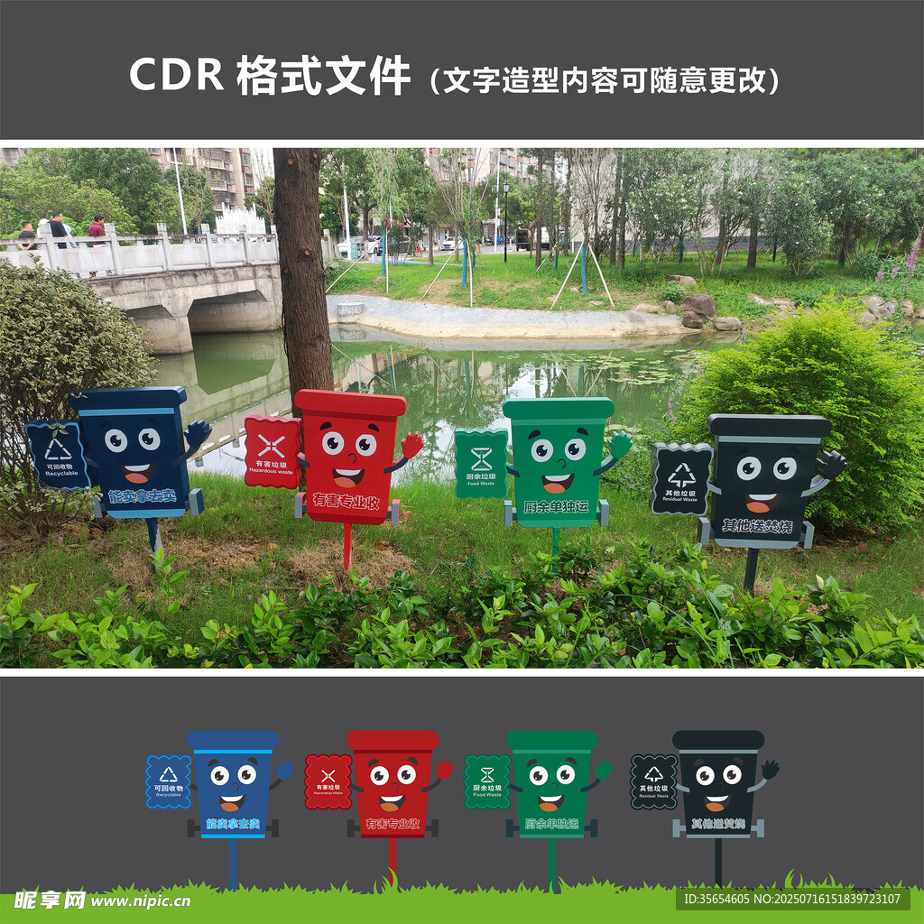 公园户外垃圾分类指示牌