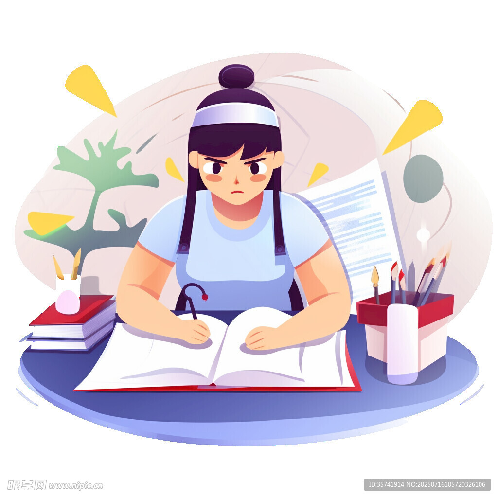 卡通学生考试