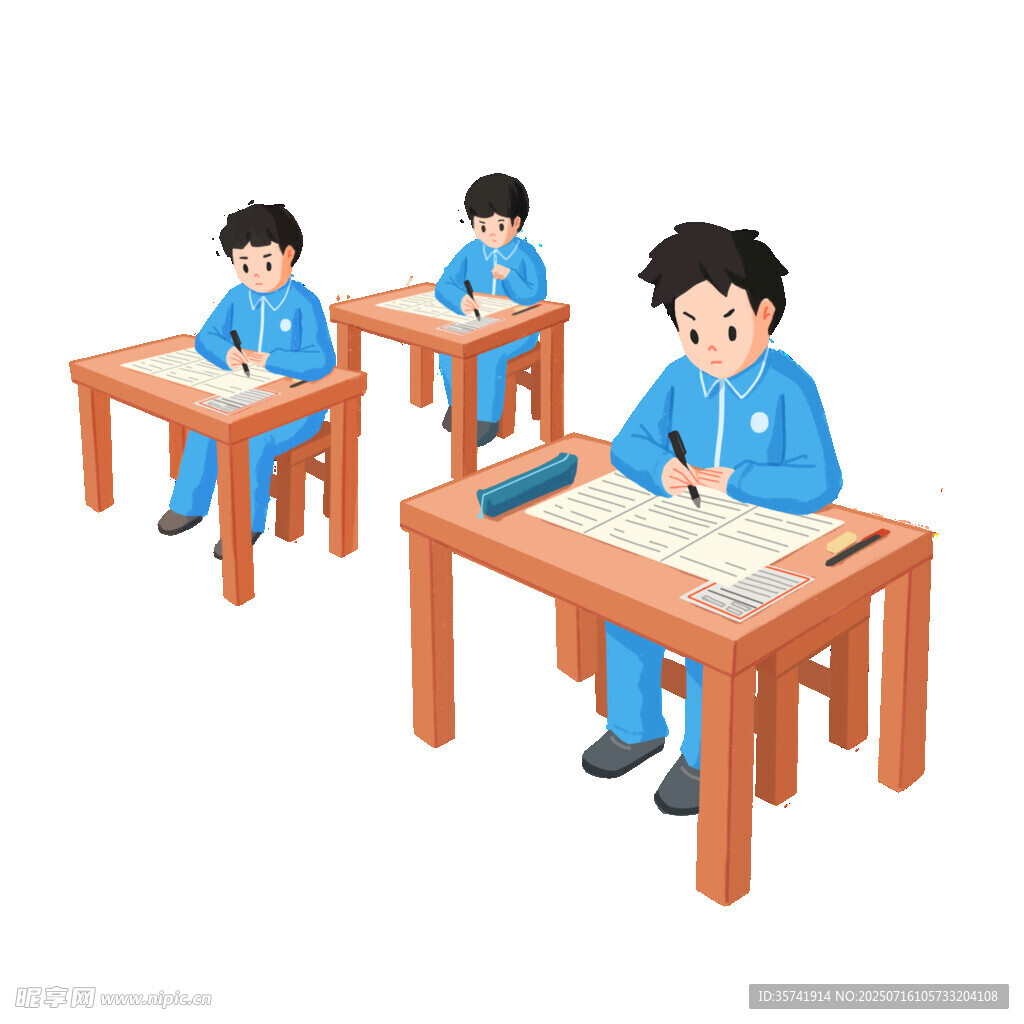 卡通学生考试