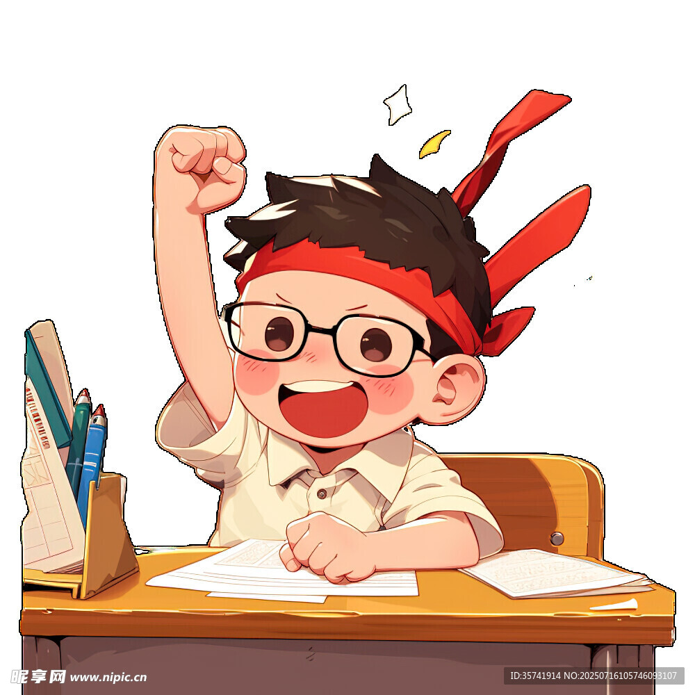 卡通学生高考