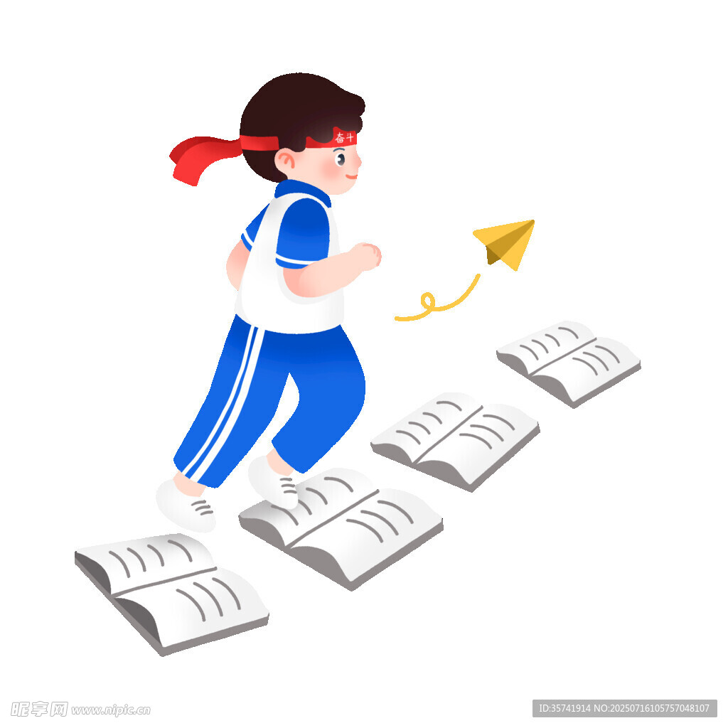 卡通学生跑步运动