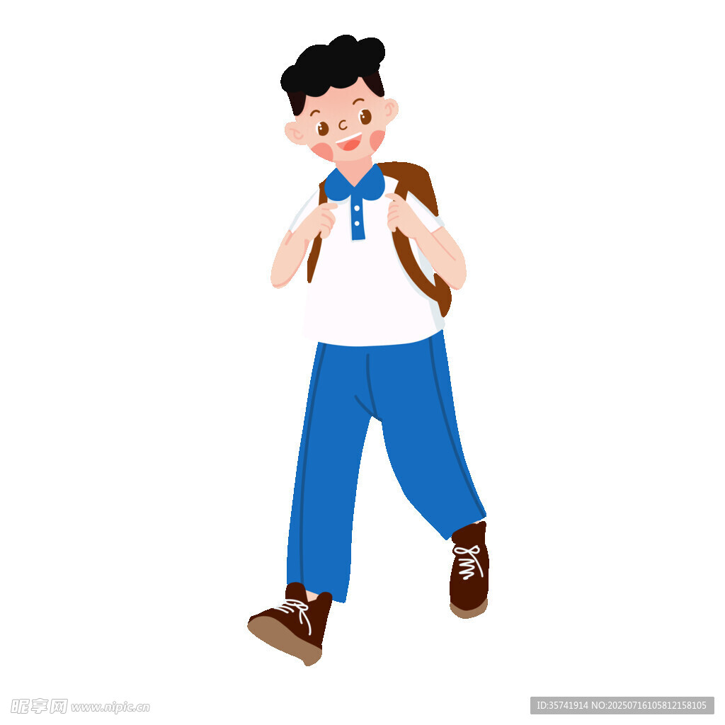 卡通学生上学