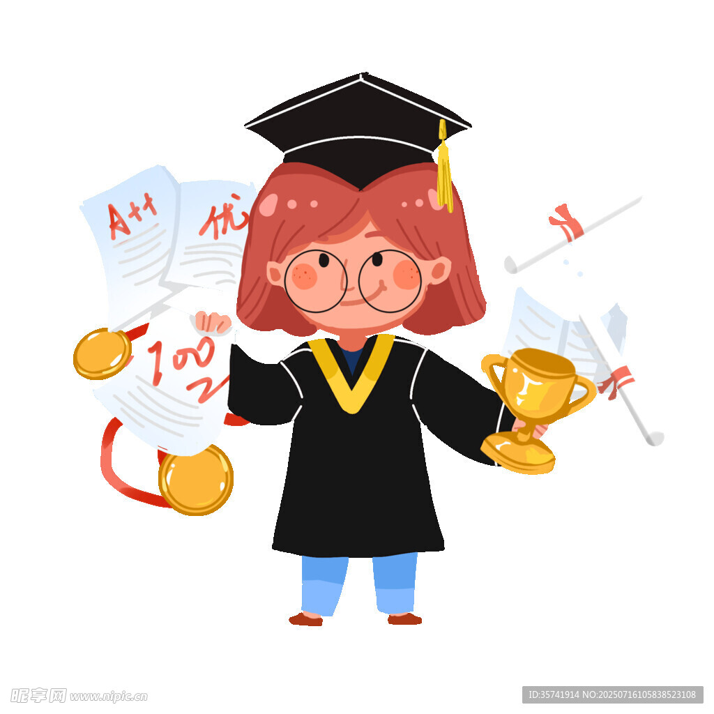卡通学生毕业 卡通冠军