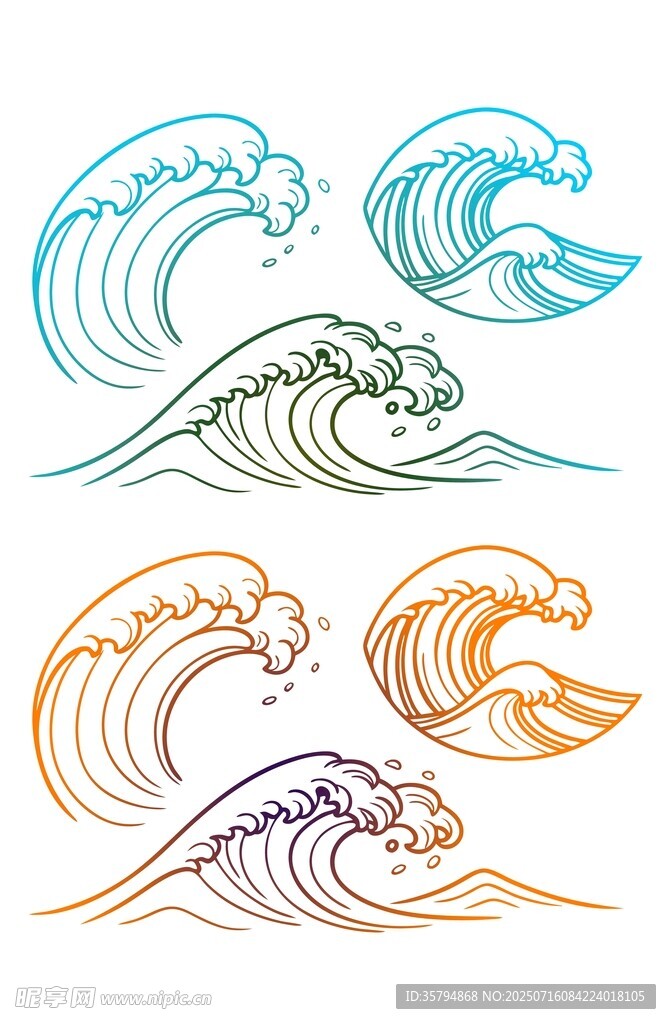 手绘海浪图案
