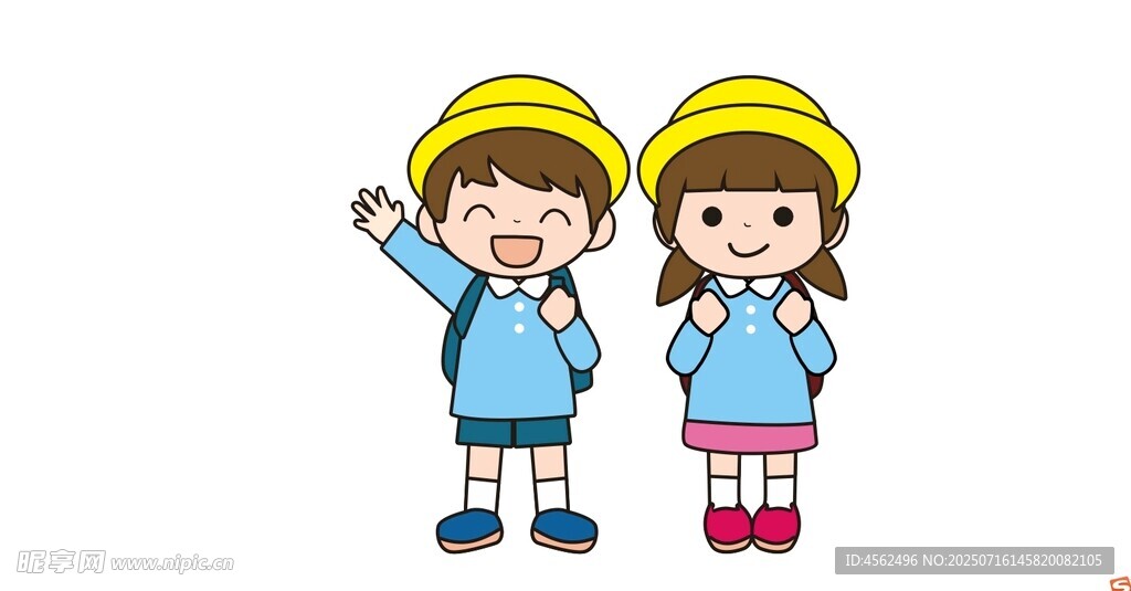 戴帽小学生卡通插画