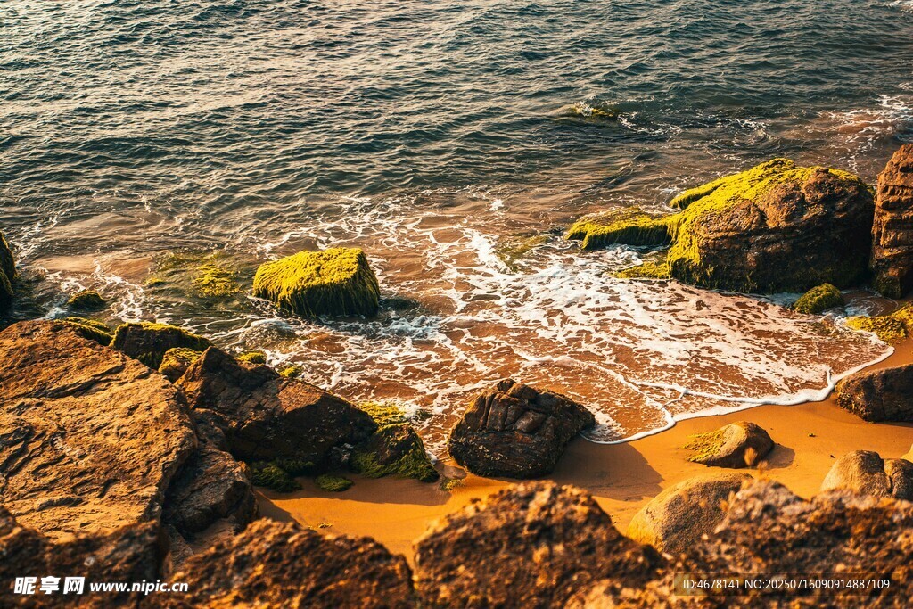海边礁石与海浪景观