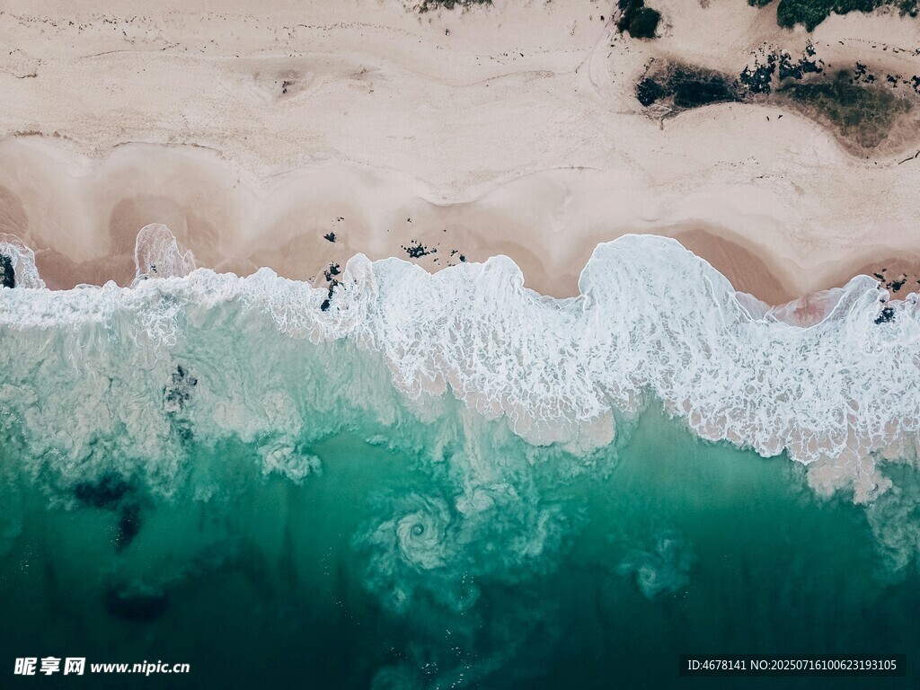 碧海白沙海浪绝美风光