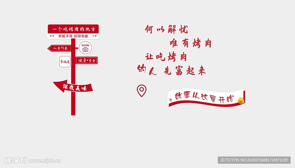 指示牌 美食烤肉店文化