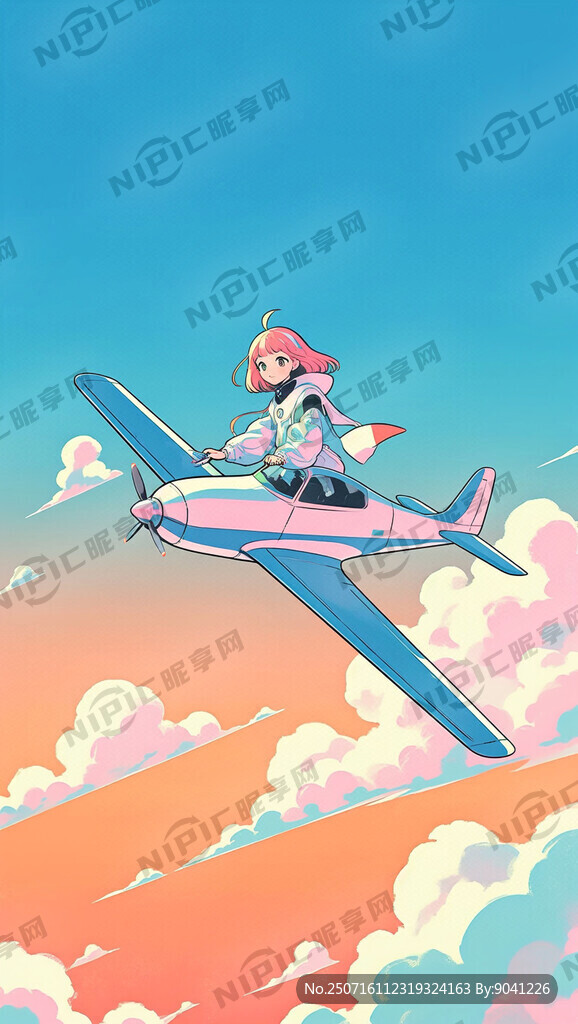 航空运动中的女性开飞机 科幻