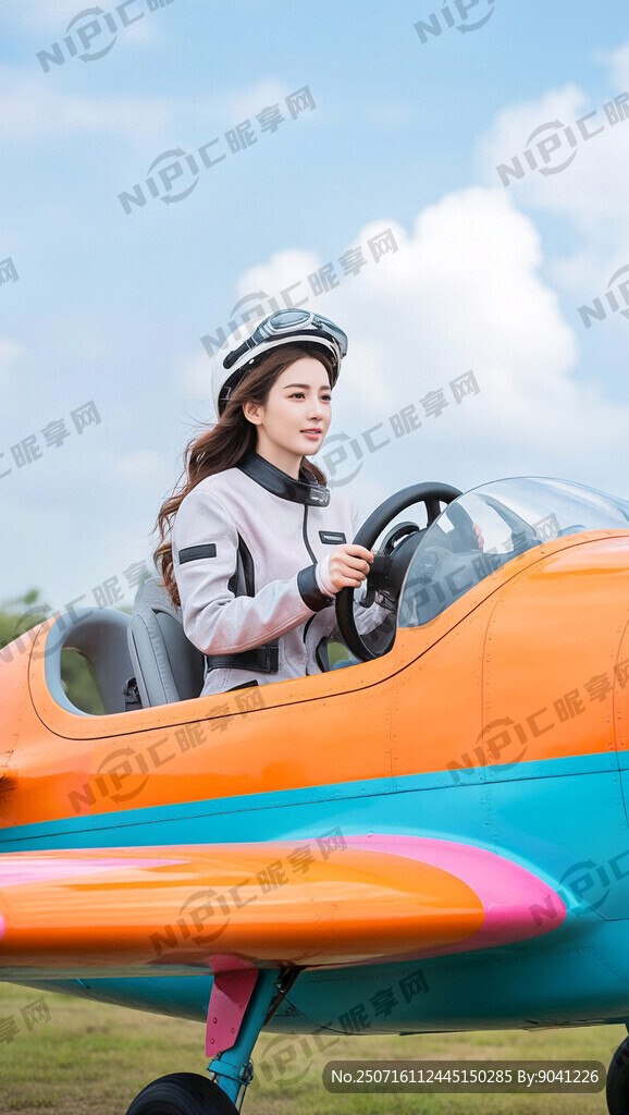 航空运动中的女性开飞机 科幻
