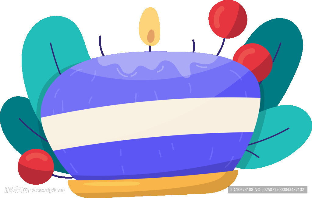 插画风格的美味生日蛋糕