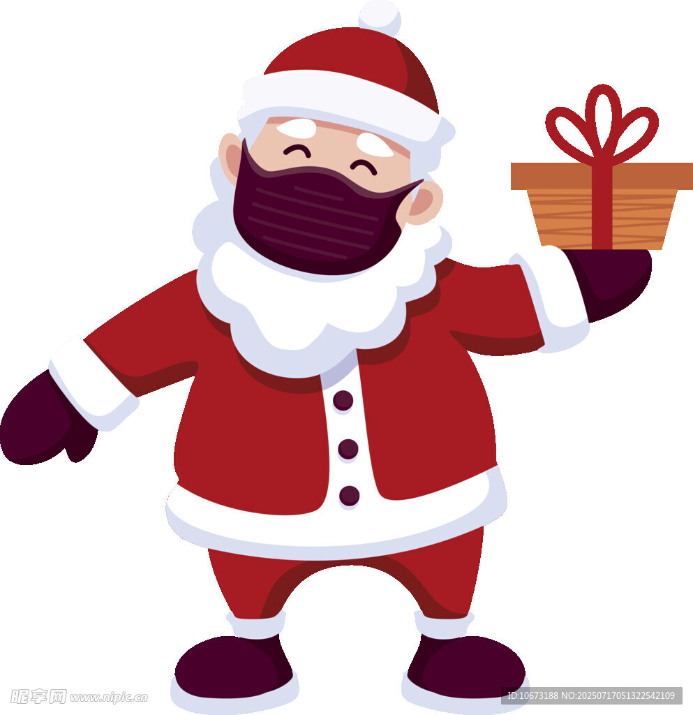 戴口罩的圣诞老人送礼物