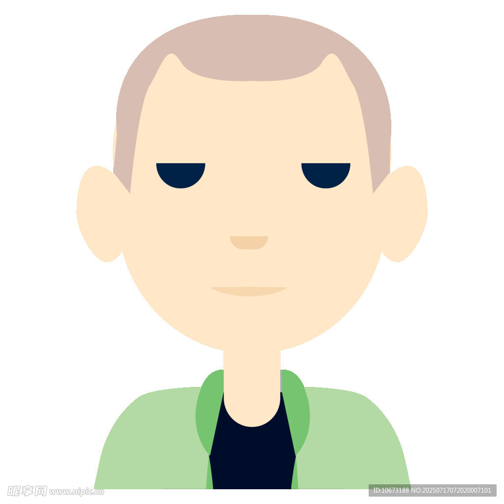 穿绿衣的卡通短发男子