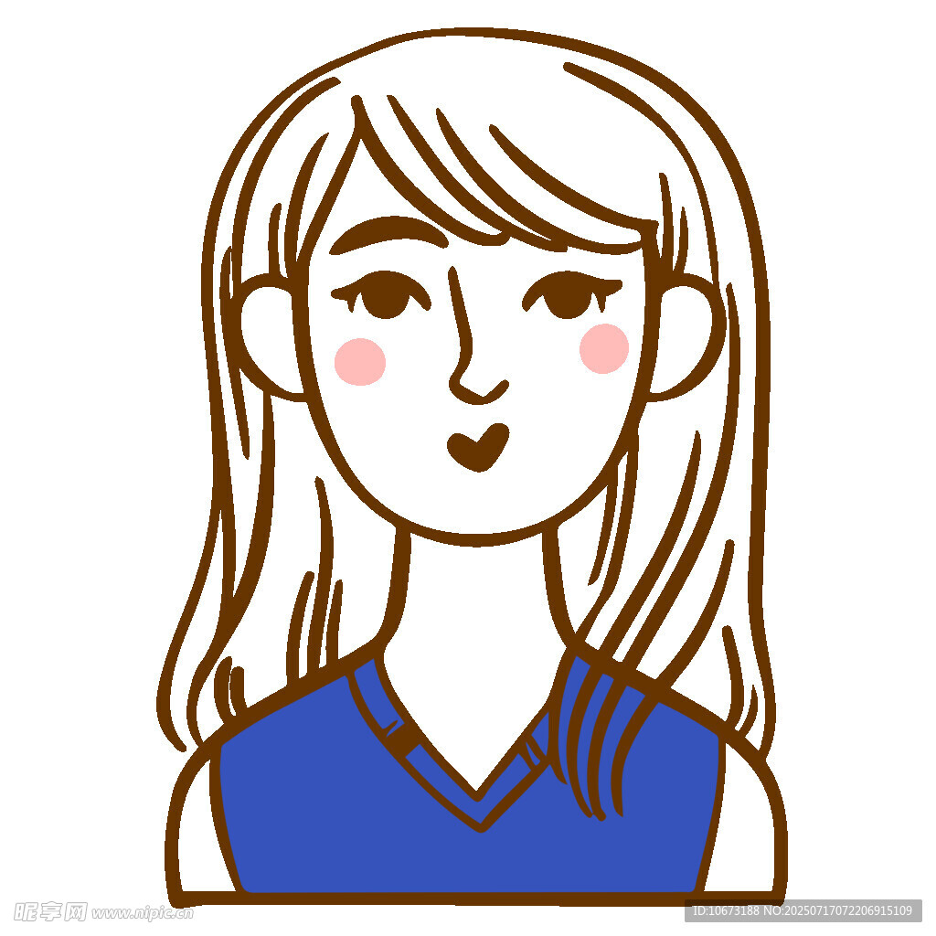 微笑的长发蓝衣女孩