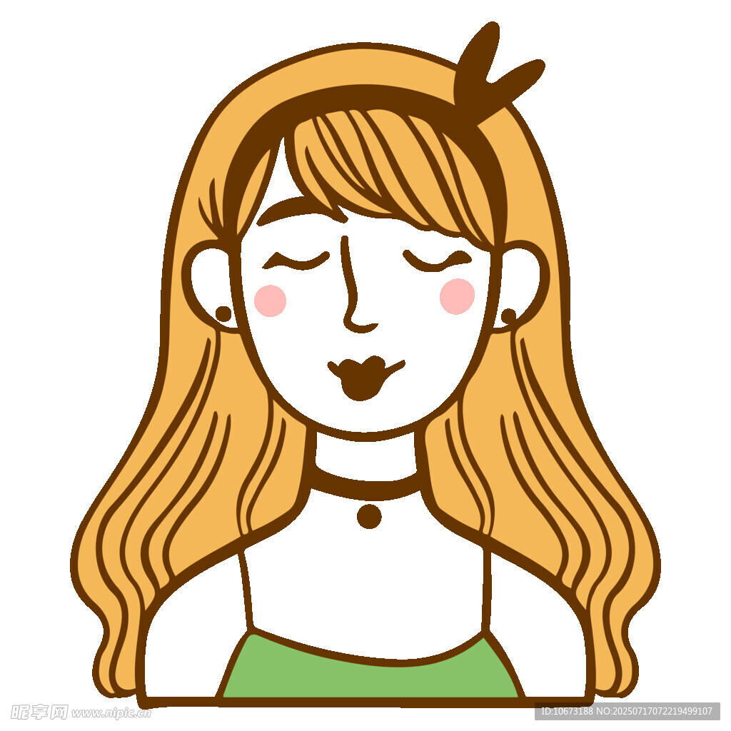 闭眼微笑的长发女孩