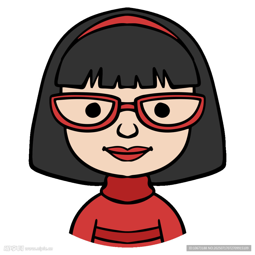 戴红框眼镜的红衣女孩