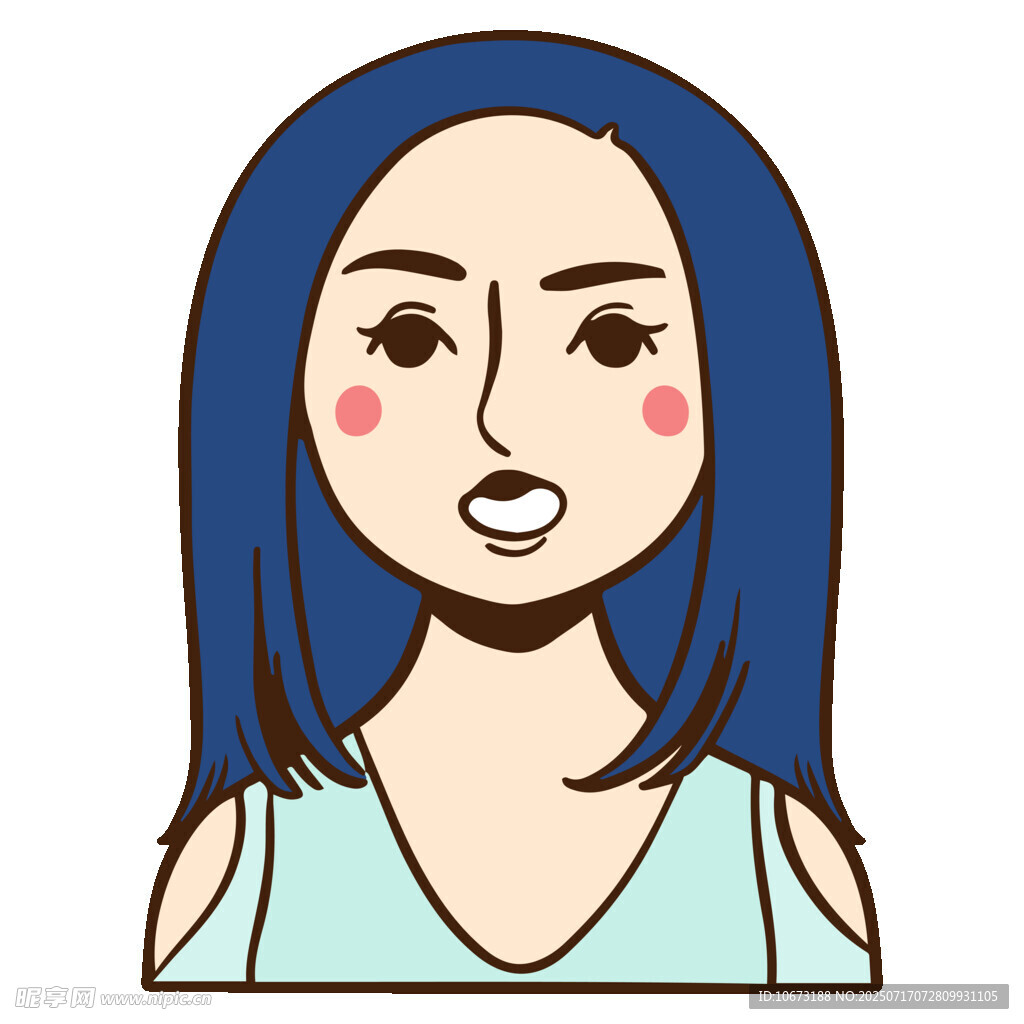 蓝发微笑女孩头像