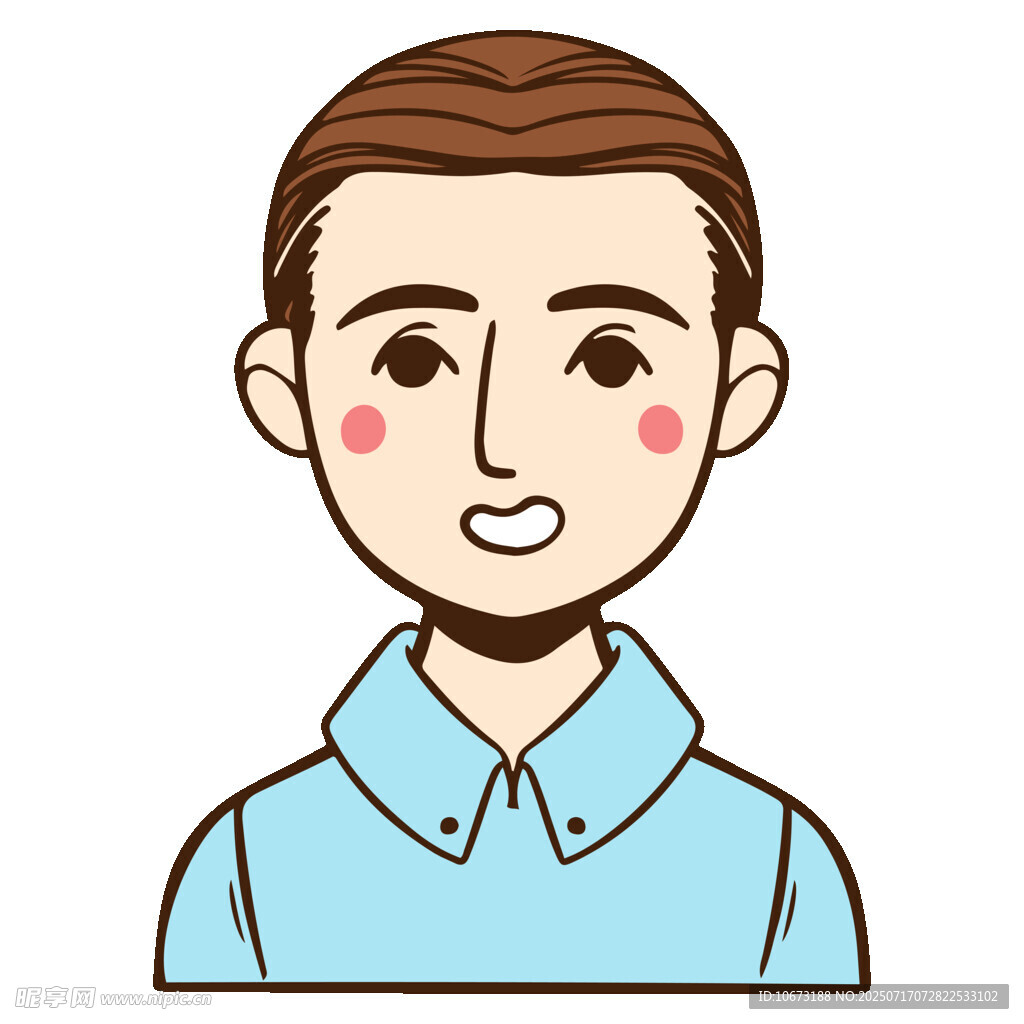 微笑蓝衣男子卡通头像