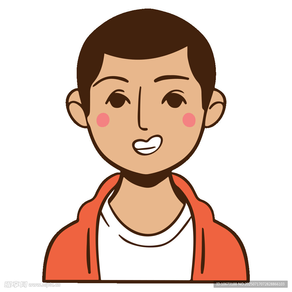 穿红衣微笑的卡通男孩