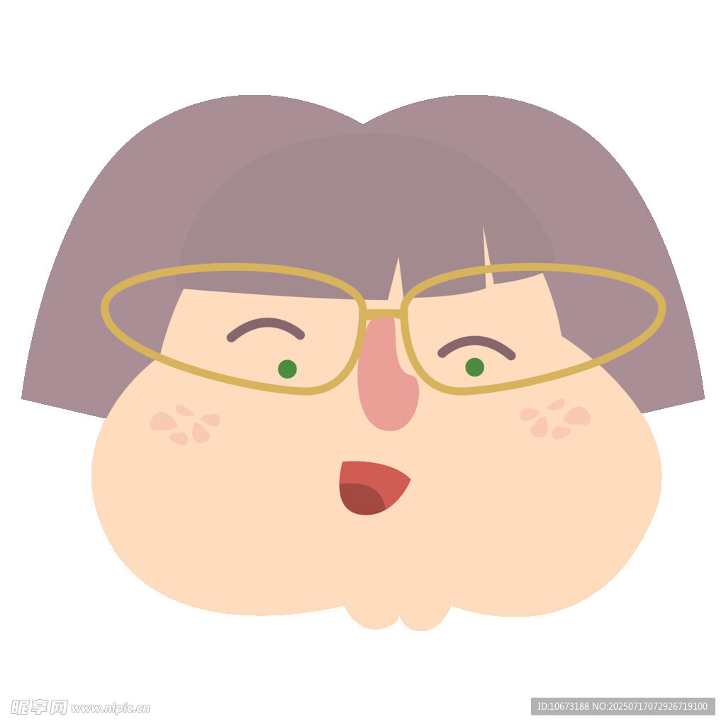戴眼镜的可爱卡通女孩