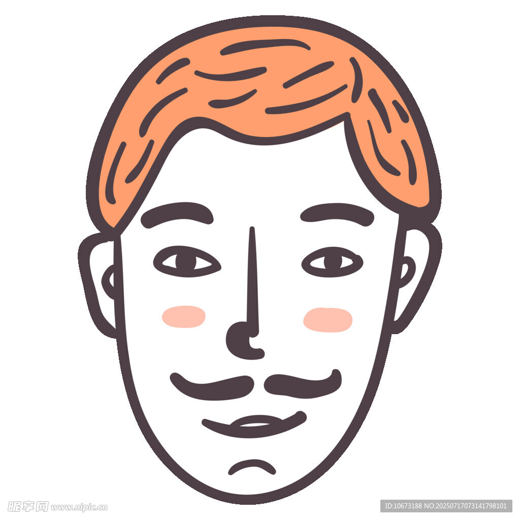 卡通风格带胡茬男子头像