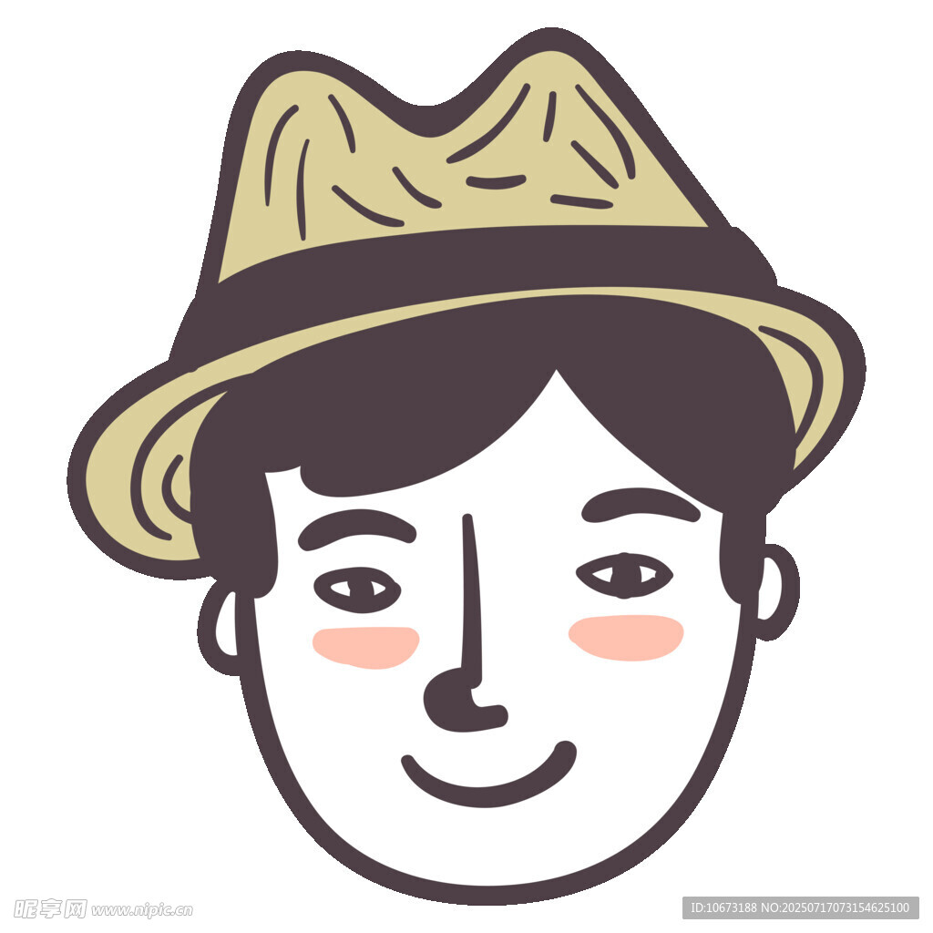 戴帽笑脸男子头像