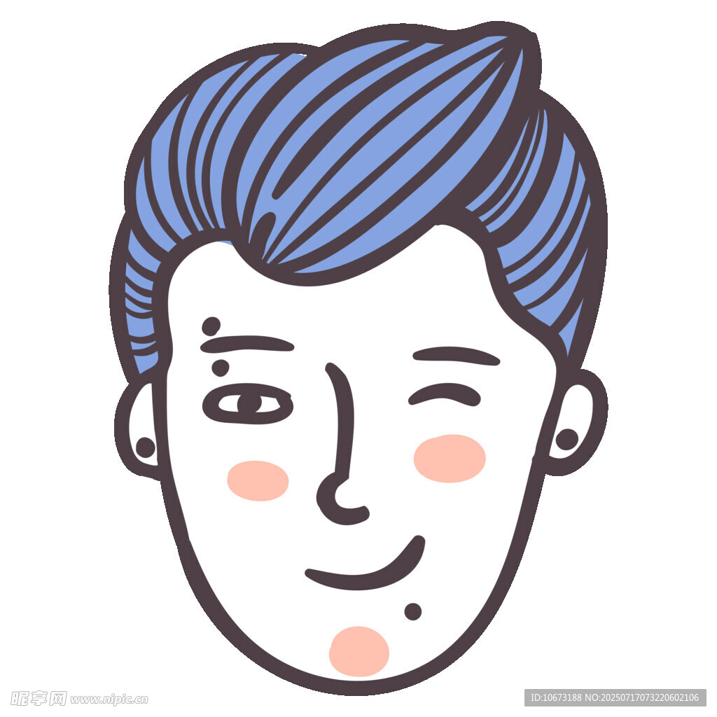 俏皮蓝发男子头像
