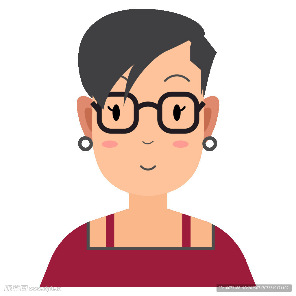 戴眼镜的短发红衣女士
