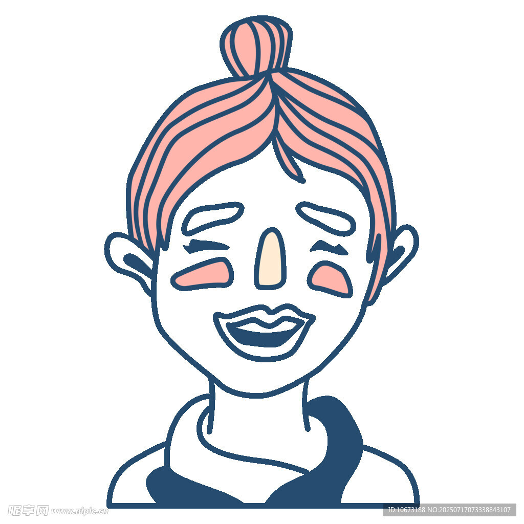 扎发微笑的可爱卡通女孩
