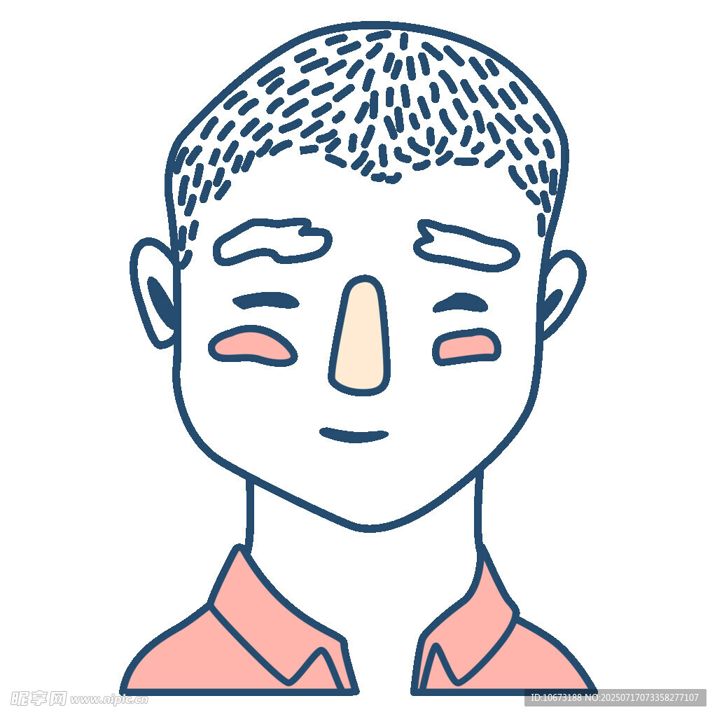 面带红晕的卡通男子头像