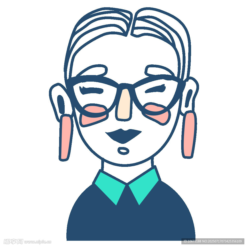 戴眼镜的时尚短发女性