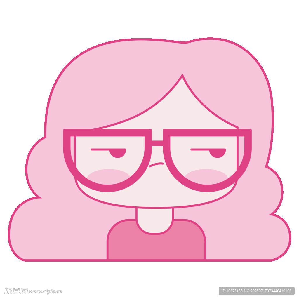 戴眼镜的粉色系卡通女孩