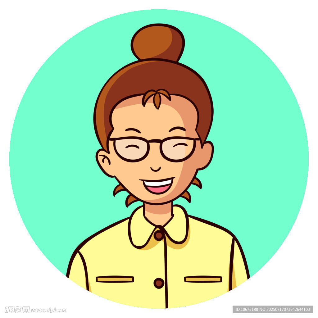 戴眼镜扎发髻的微笑女士