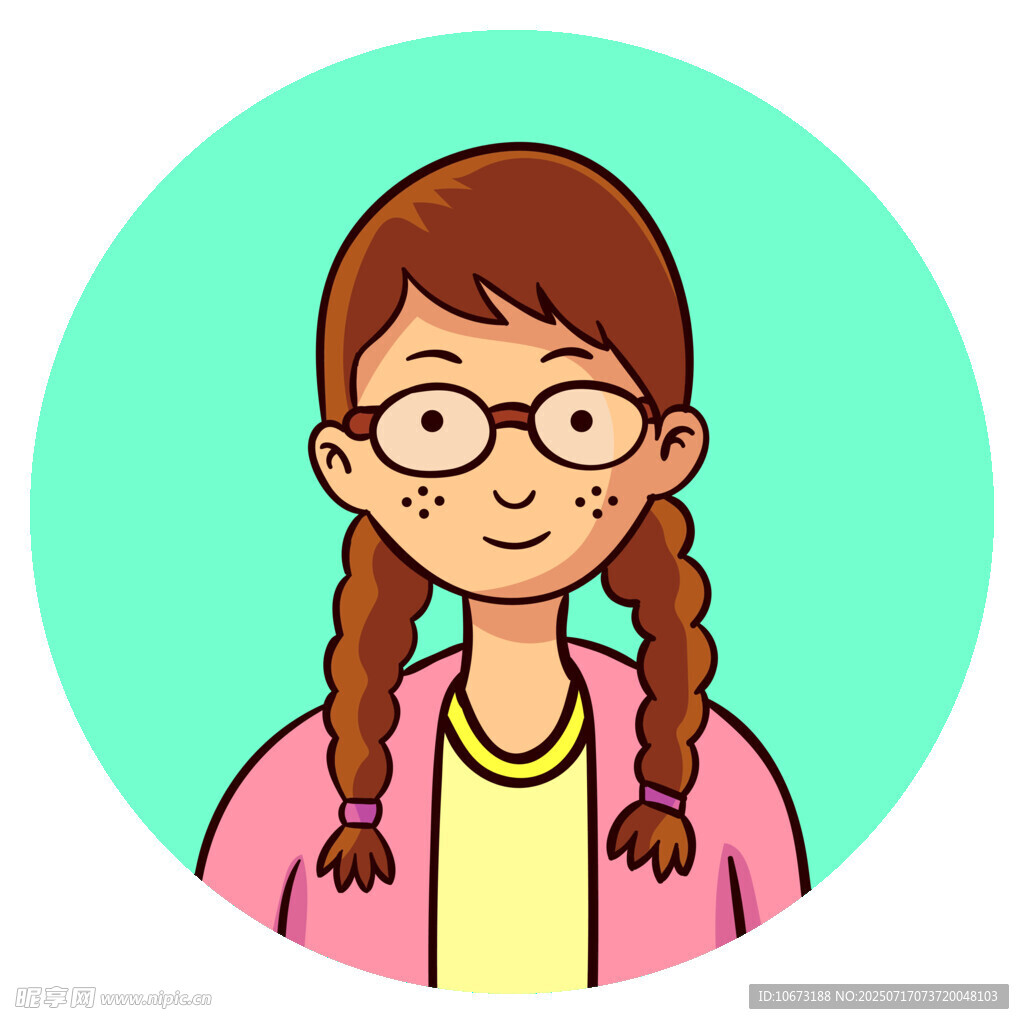 扎双辫戴眼镜的可爱女孩