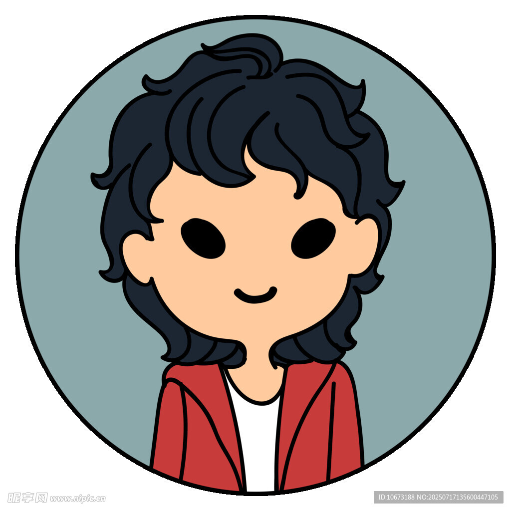 卡通风格红衣短发女性头像