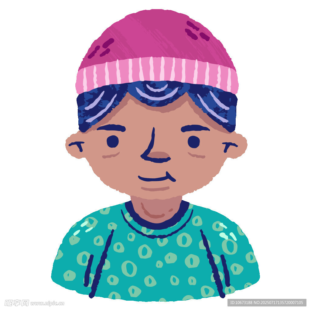 戴帽老人头像插画