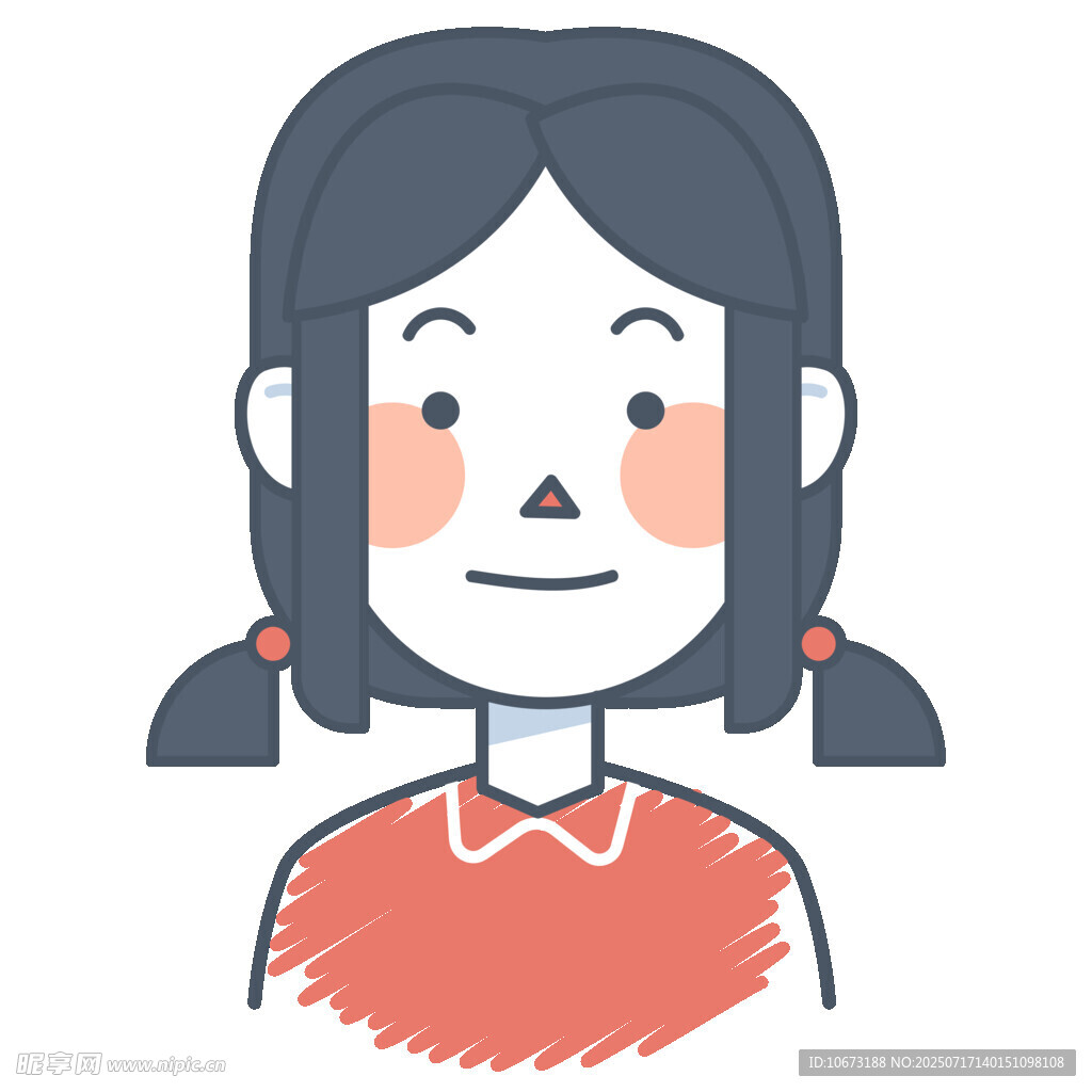 扎双马尾的红衣小女孩