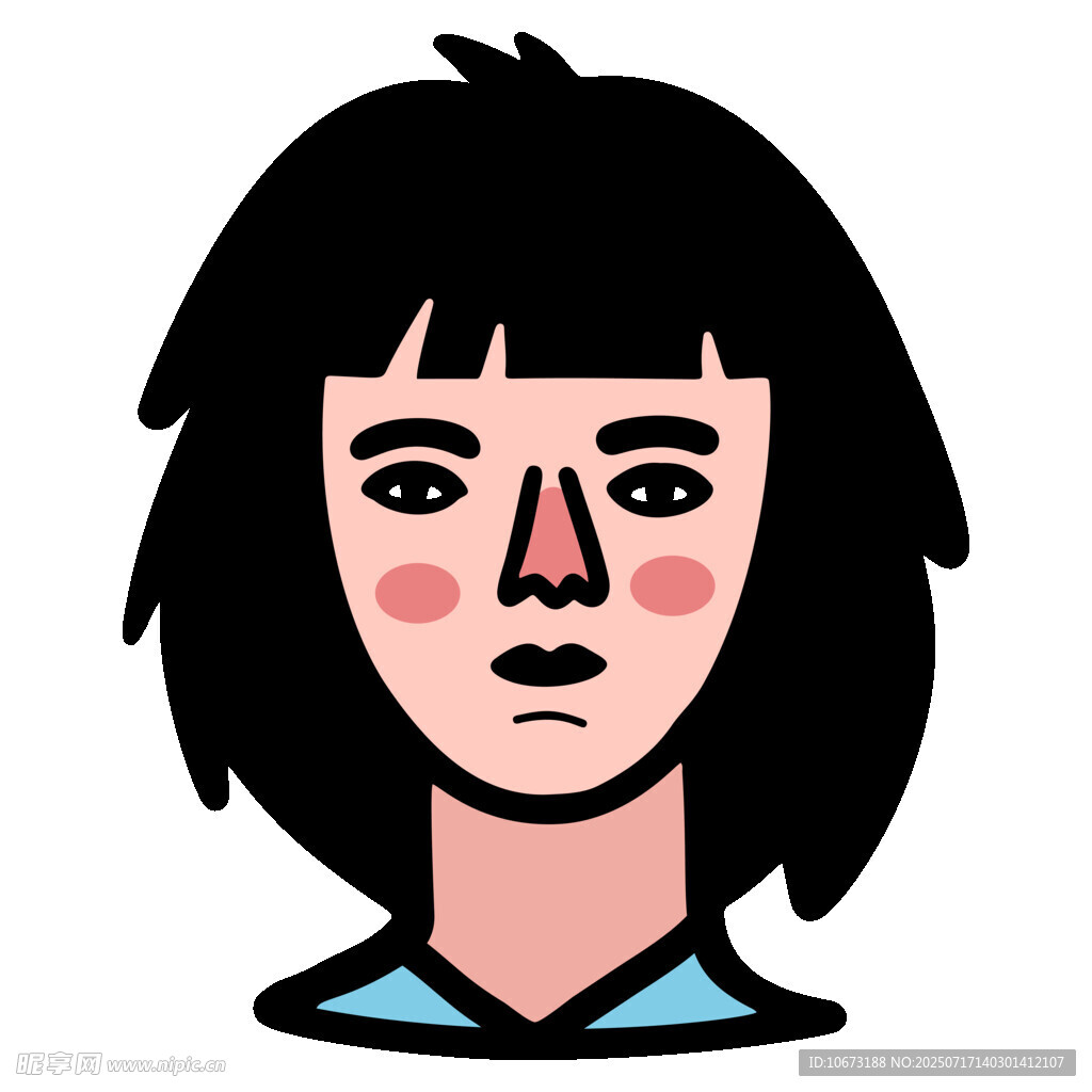 卡通风格的短发女性头像
