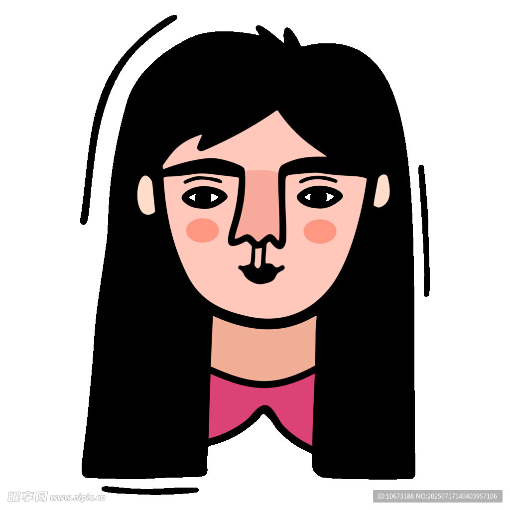 长发女子卡通头像
