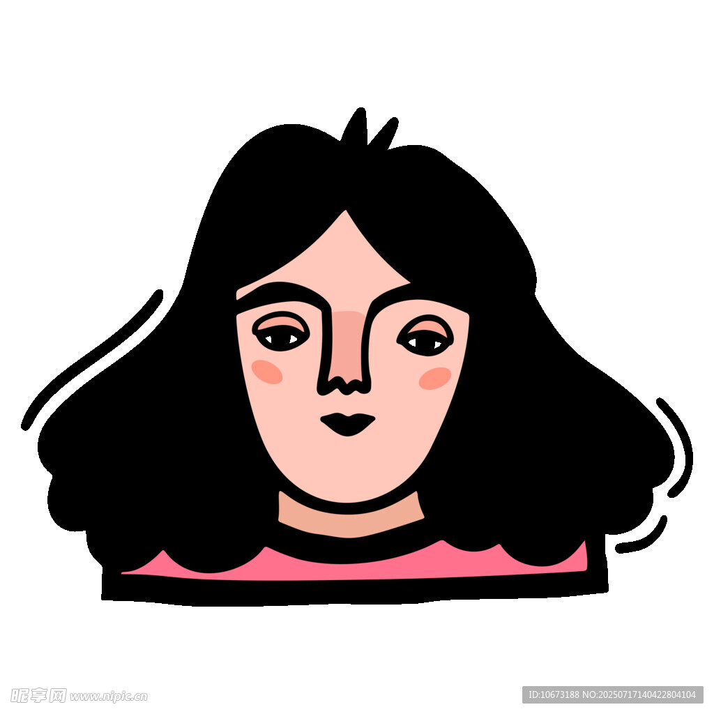 卡通风格长发女性头像