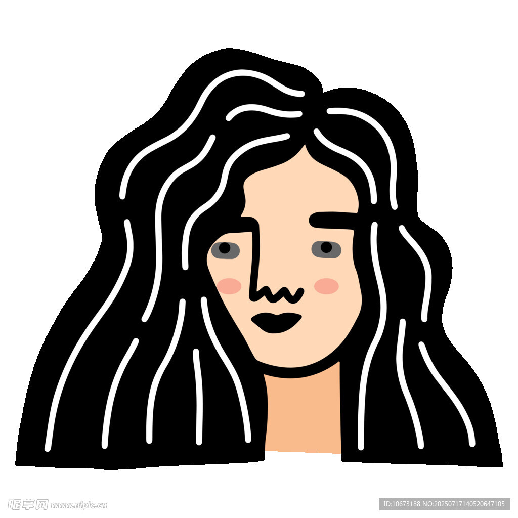 长发女性卡通头像
