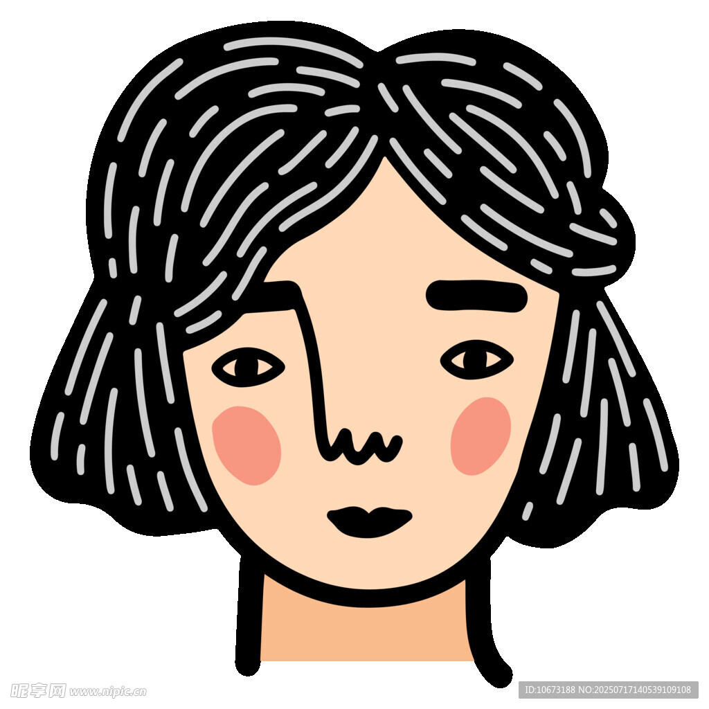 短发女性卡通头像