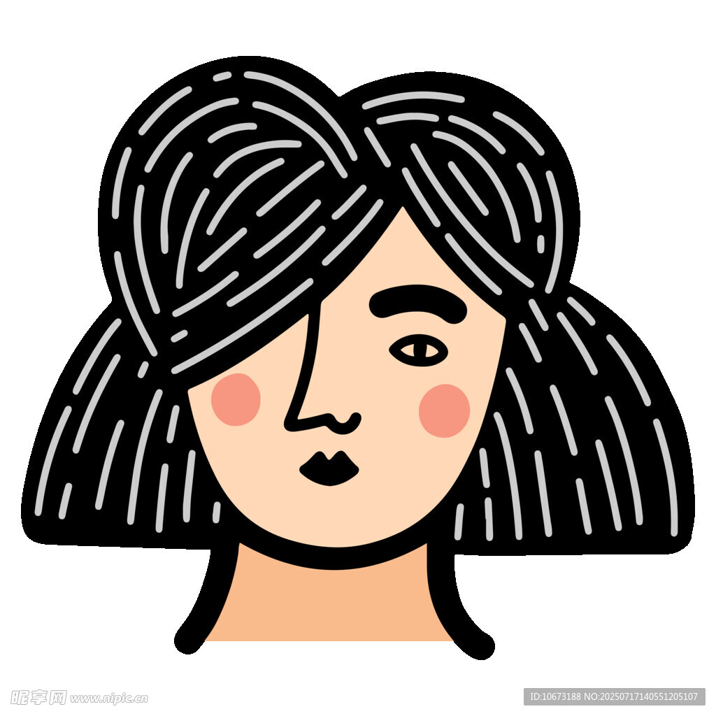 卡通风格女性头像