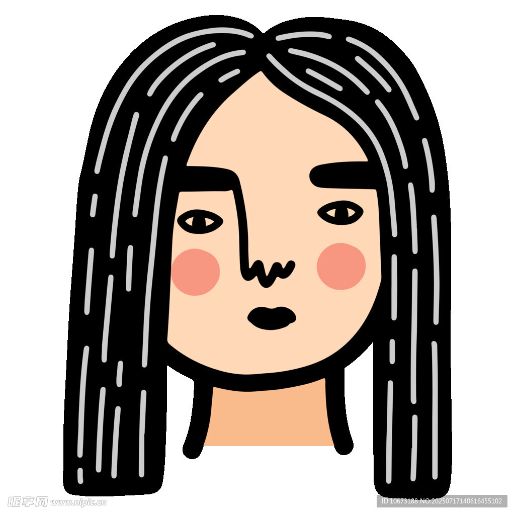 长发女孩卡通头像