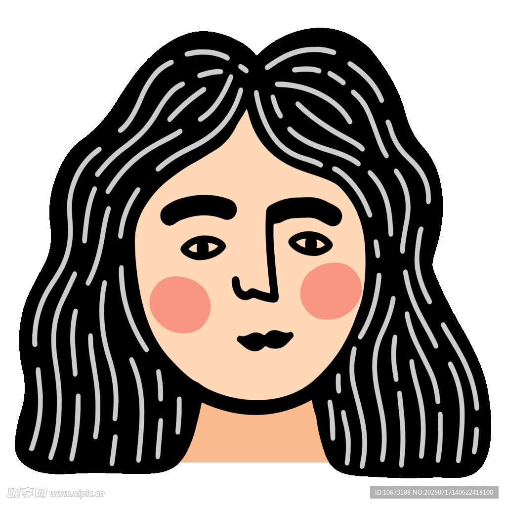 长发女性卡通头像