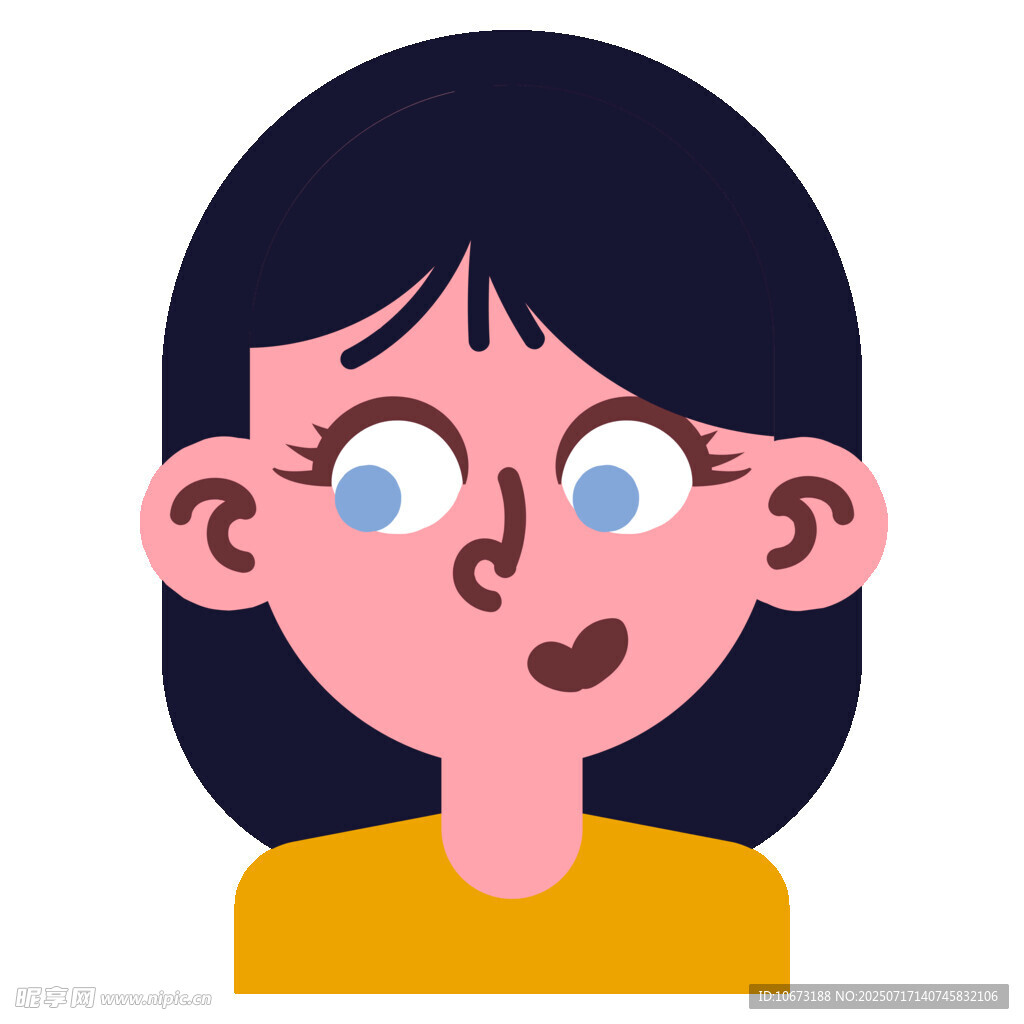 惊讶表情的卡通女孩