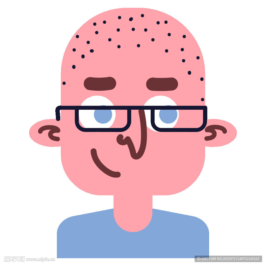 戴眼镜的脱发男士形象