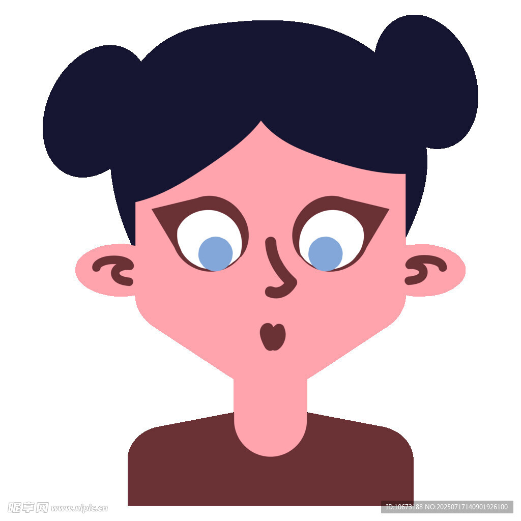 惊讶表情的双丸子头女孩