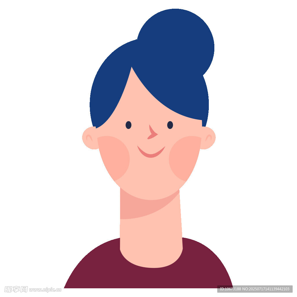 微笑的扎发女性头像