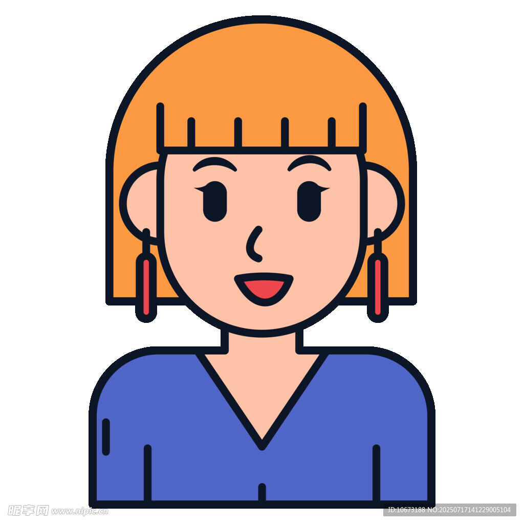 短发蓝衣女性头像